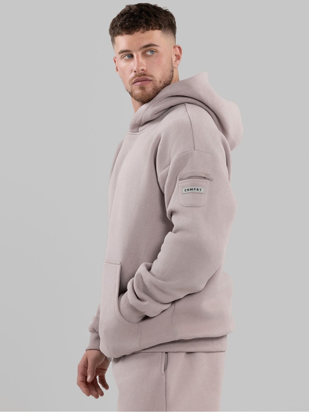 Unisex comfrt Hooded Pullover Sweatshirt - brown beige